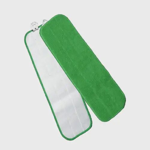 Microfiber Wet Flat Mop w/Hook and Loop Back, Green, 24&quot;
