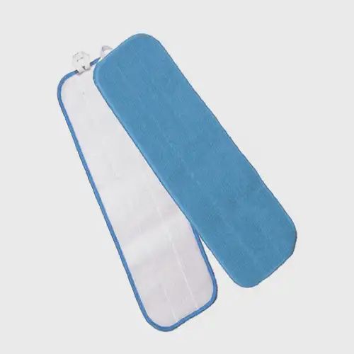 Microfiber Wet Flat Mop w/Hook and Loop Back, Blue, 24&quot;