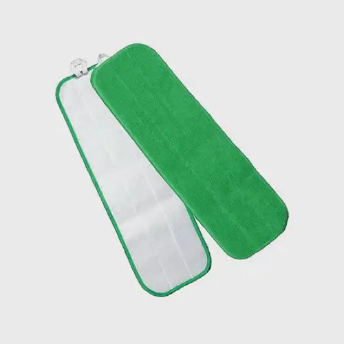 Microfiber Wet Flat Mop w/Hook and Loop Back, Green, 18&quot;