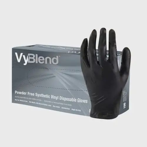 Synthetic Vinyl, IND, Powder Free, Black Glove - Large