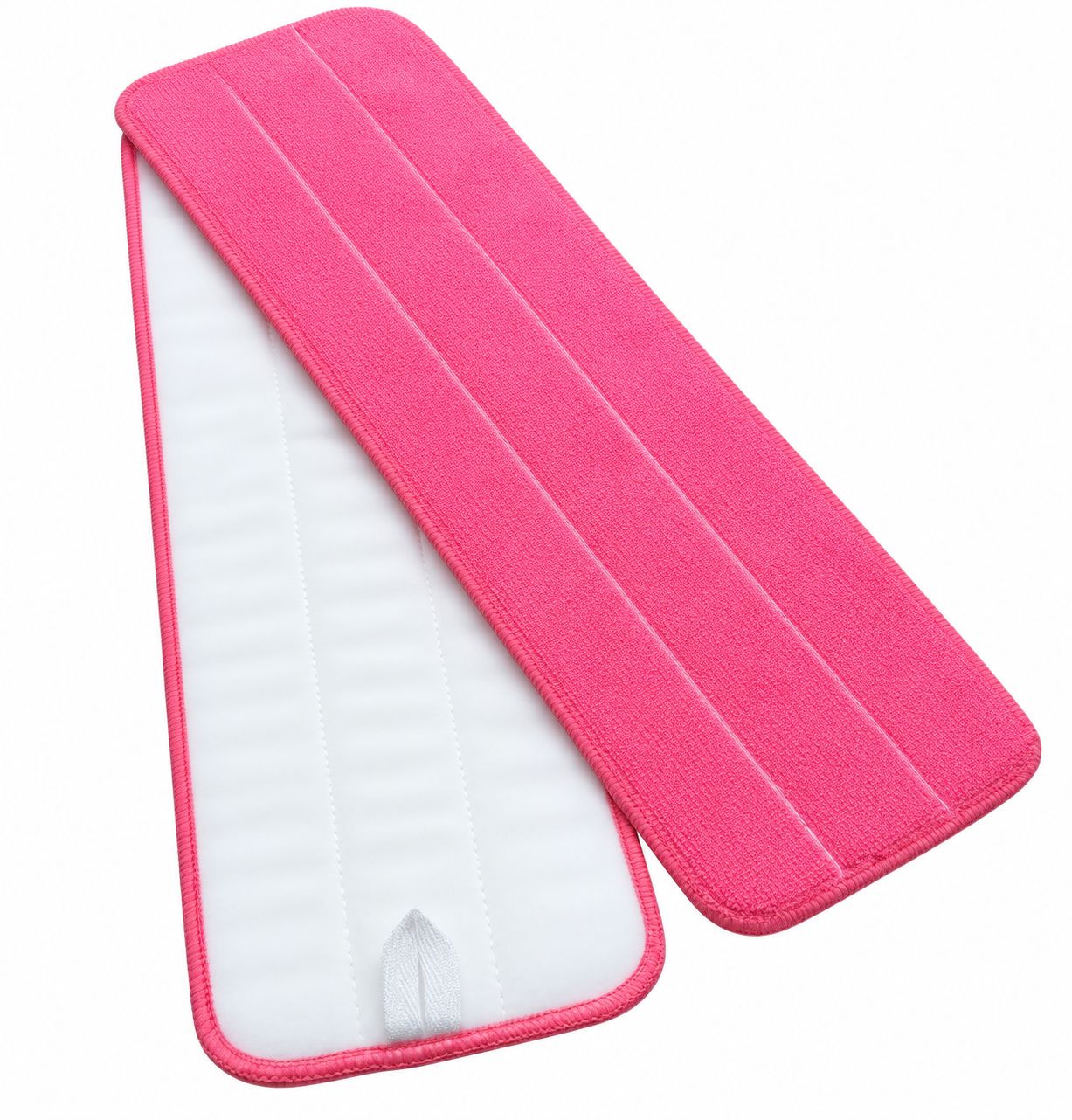 Microfiber Wet Flat Mop w/Hook and Loop Back, Pink, 18"
