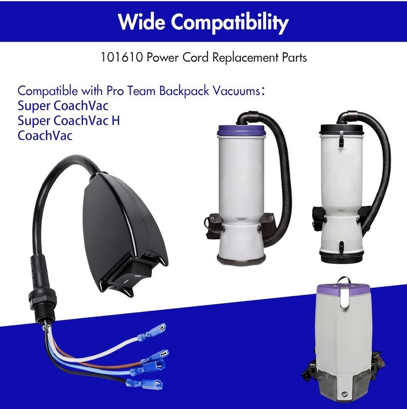101610 Switch Cord Assembly Compatible with ProTeam Backpack Vacuum Parts 120V Power Cord Replacement for Super CoachVac QuarterVac and More