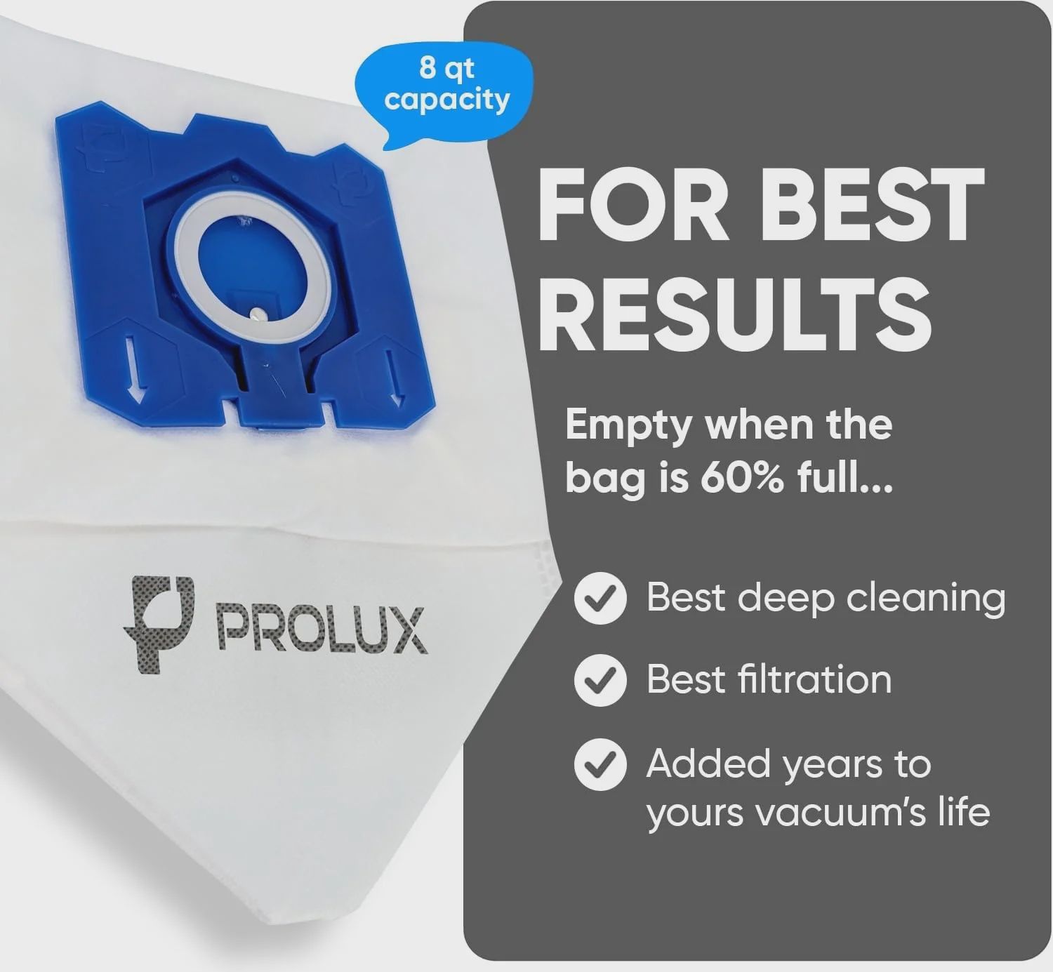 10 pack of HEPA bags for the Prolux X8 Backpack Vacuum