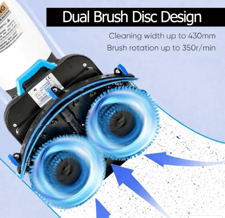 Prolux PLCC430BN Cordless Commercial Micro Dual Brush Floor Cleaner, Scrubber and Buffer