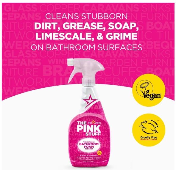 The Pink Stuff Miracle Bathroom Foam Cleaner, 25 Oz. Trigger Spray Bottle