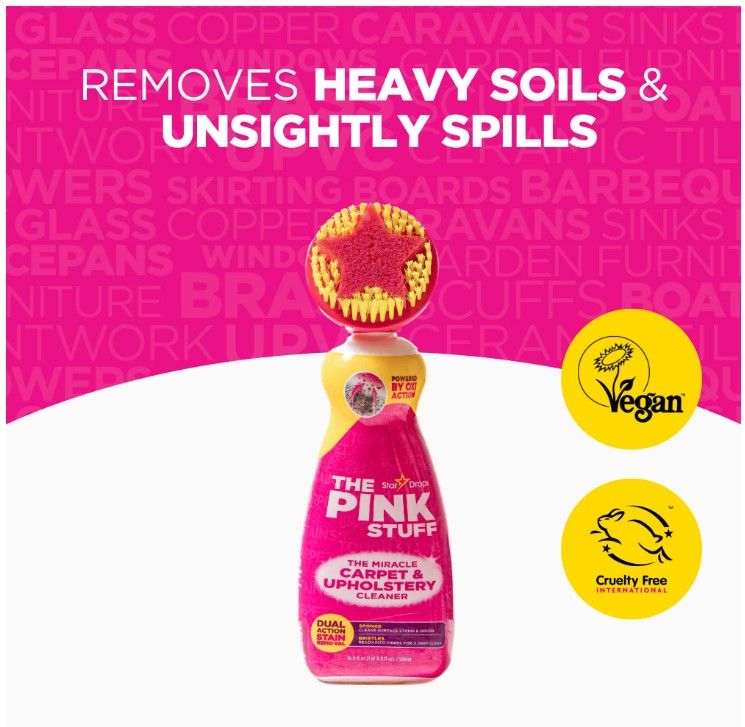 The Pink Stuff Carpet &amp; Upholstery Stain Remover with Scrubber, 16.9 fl oz