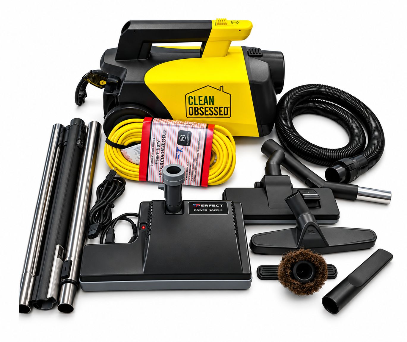 Clean Obsessed Commercial HEPA Canister Vacuum + ELECTRIC POWER NOZZLE (Black) FOR CARPETS - - - NON REFUNDABLE - - -