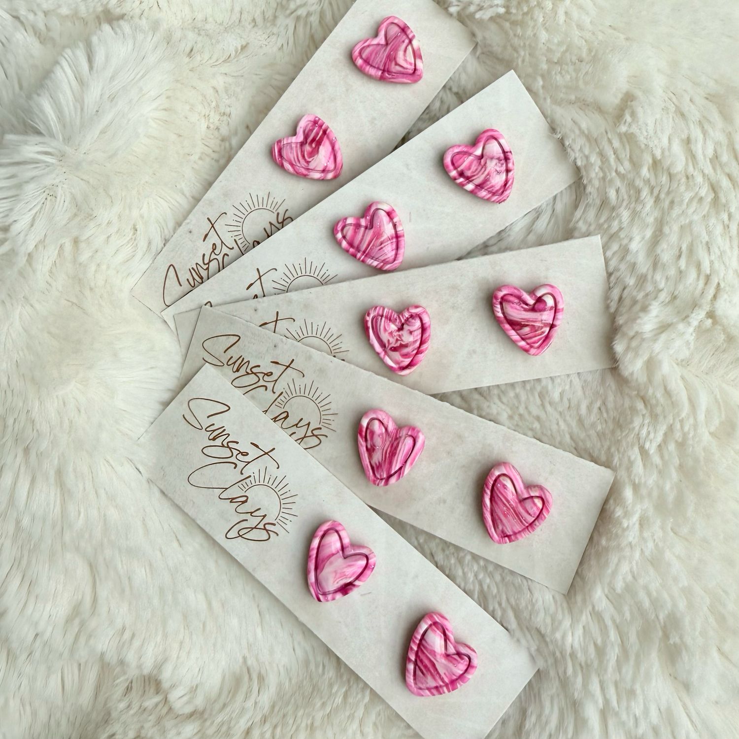 Pink Marbled Hearts