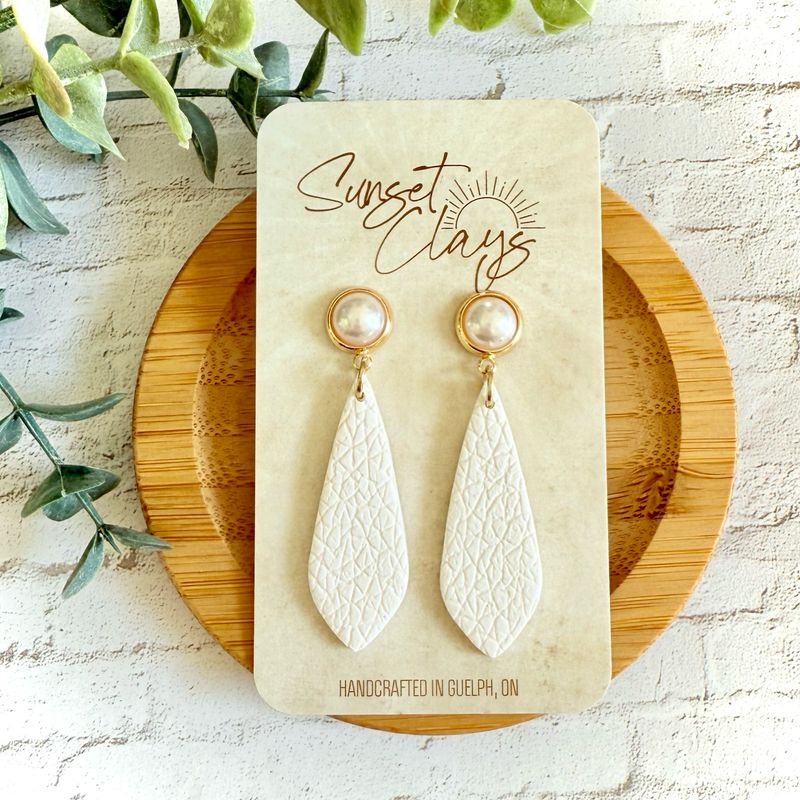 White Faux Leather Teardrops