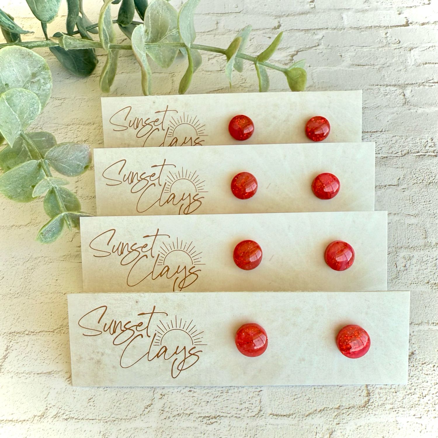 Mini Red Glittery Studs