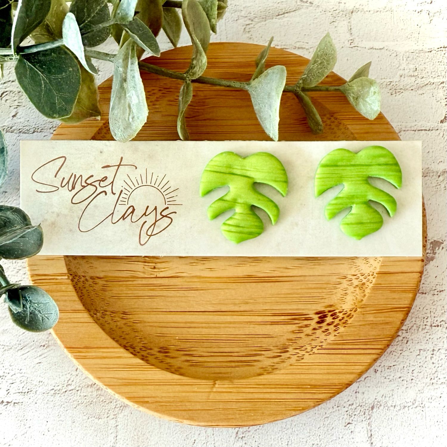 Neon Monstera Studs