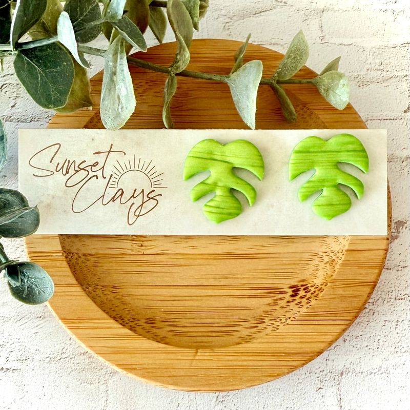 Neon Monstera Studs