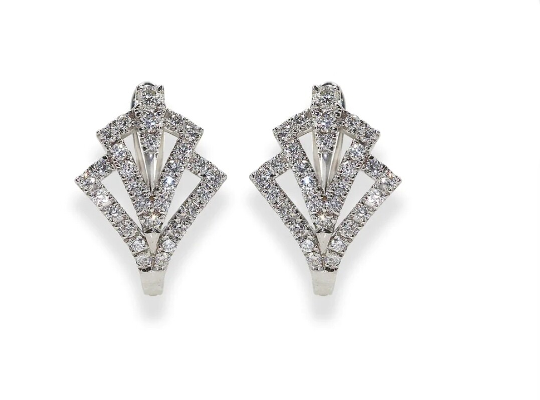 White Diamond Hoop Earrings B23316