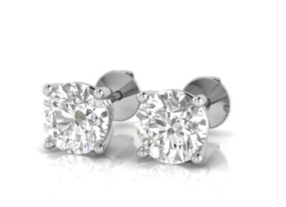 Diamond Stud Earrings 0.80 ct. Colour F in 18k White, Yellow, Pink & Platinum