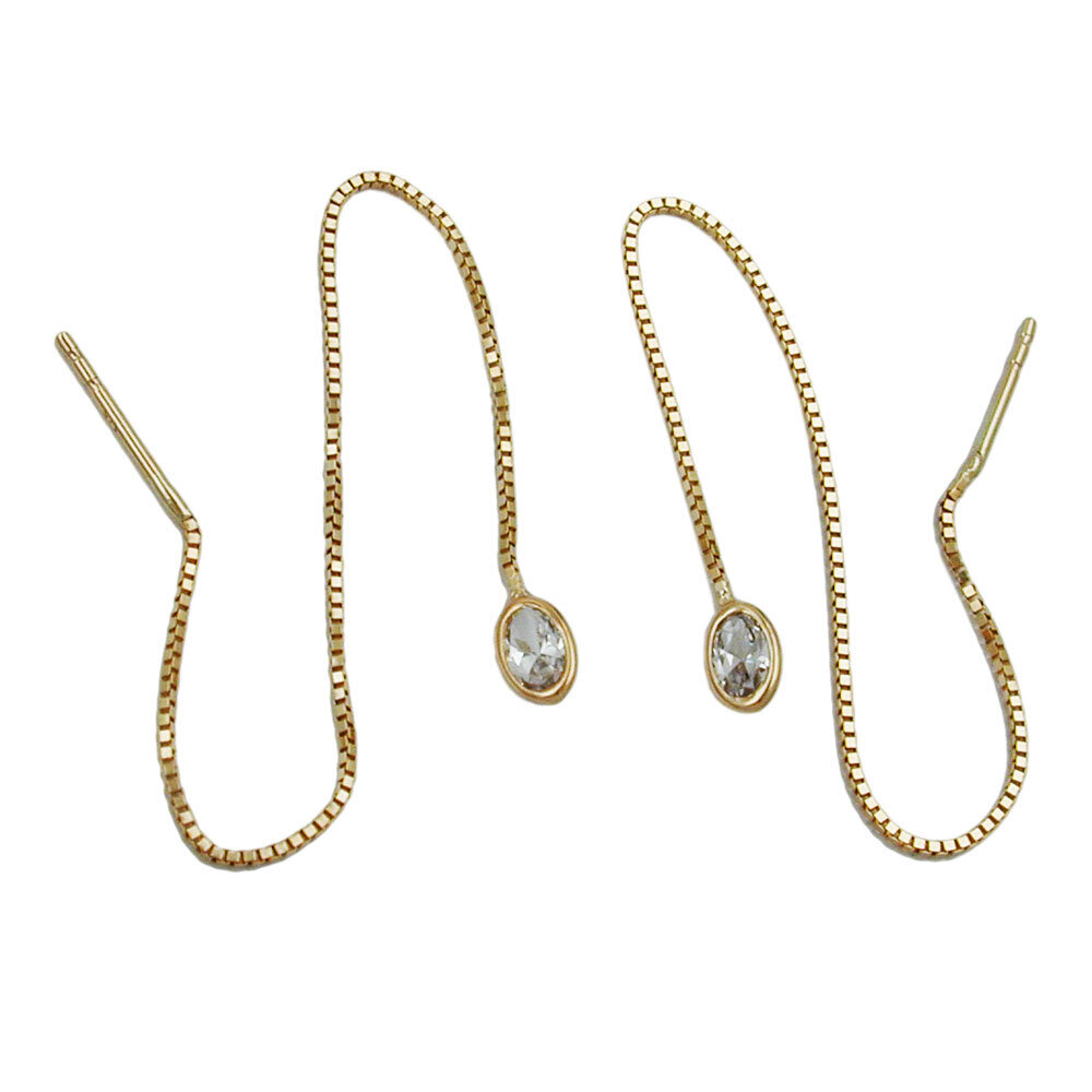 Pull - through earrings 93x3mm Venetian chain with Zirconia 9Kt GOLD