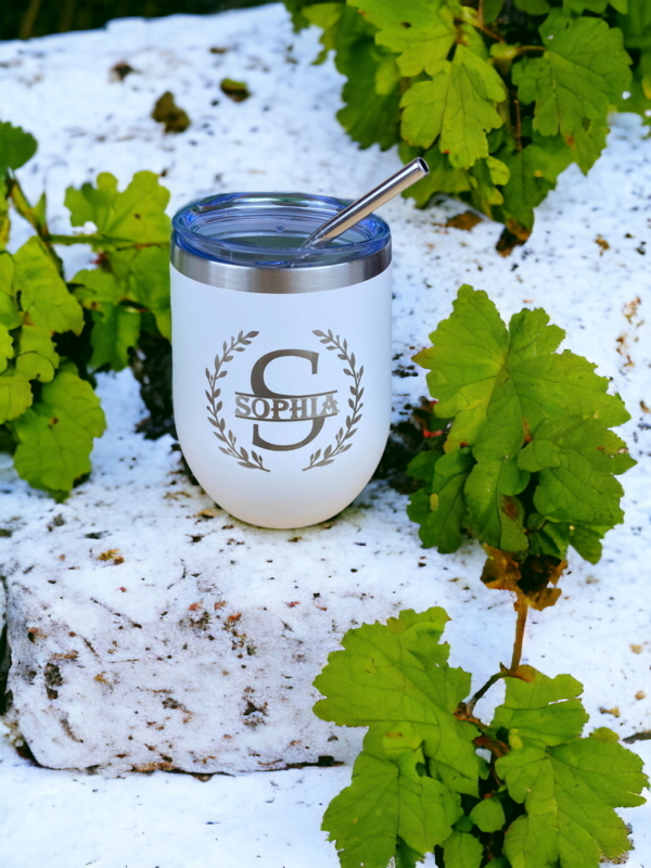 Wine Tumbler 12oz /w Stainless Steel Straw