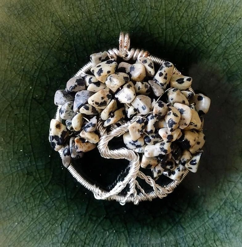 Dalmatian Jasper Tree of Life Pendant