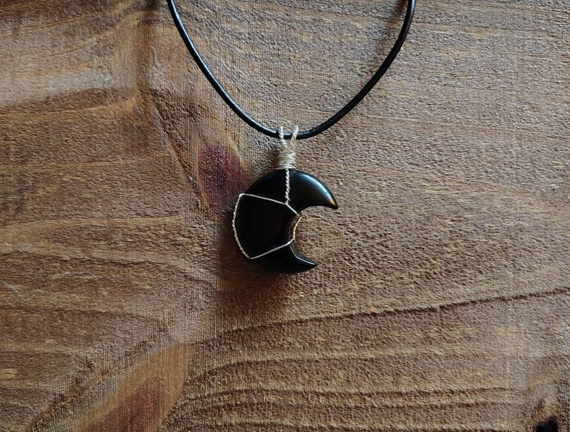 Obsidian Moon Pendant