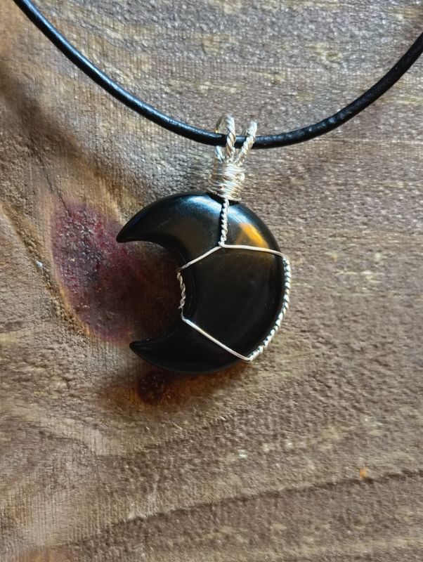 Obsidian Moon Pendant