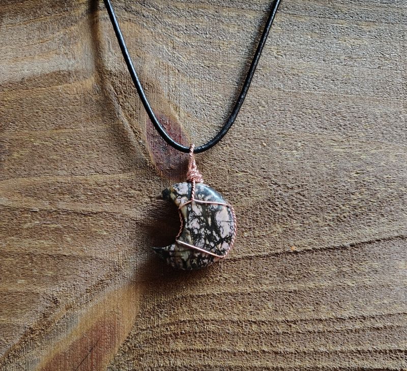 Rhodonite Moon Pendant
