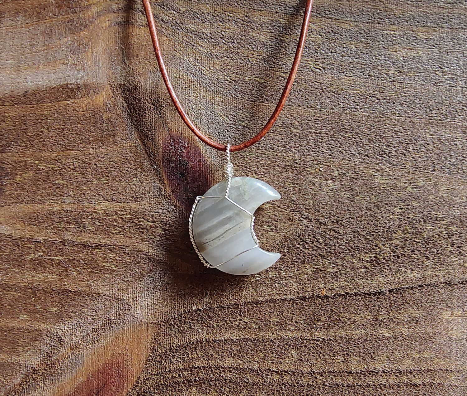 Labradorite Moon Pendant