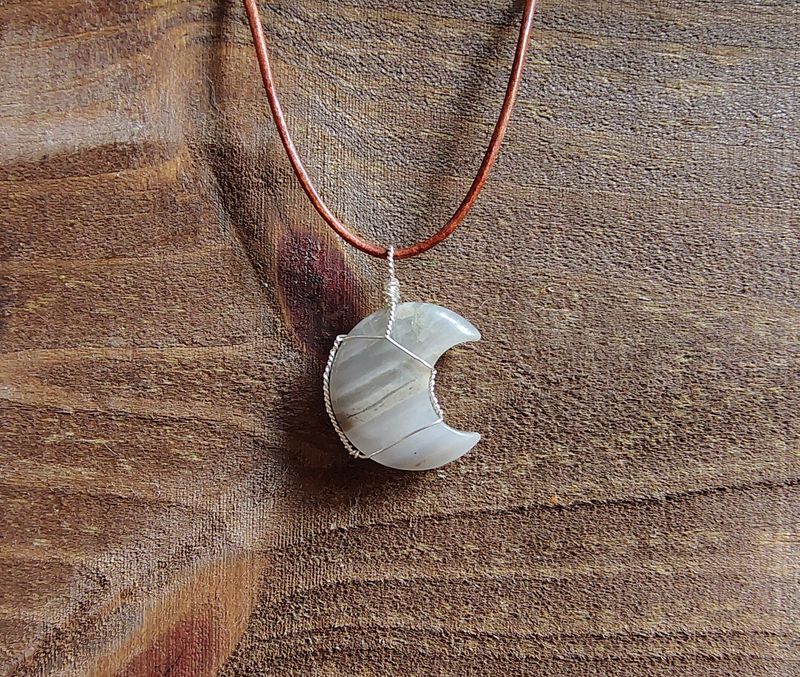Labradorite Moon Pendant
