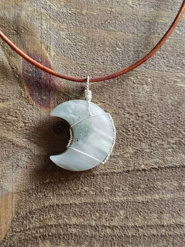 Labradorite Moon Pendant