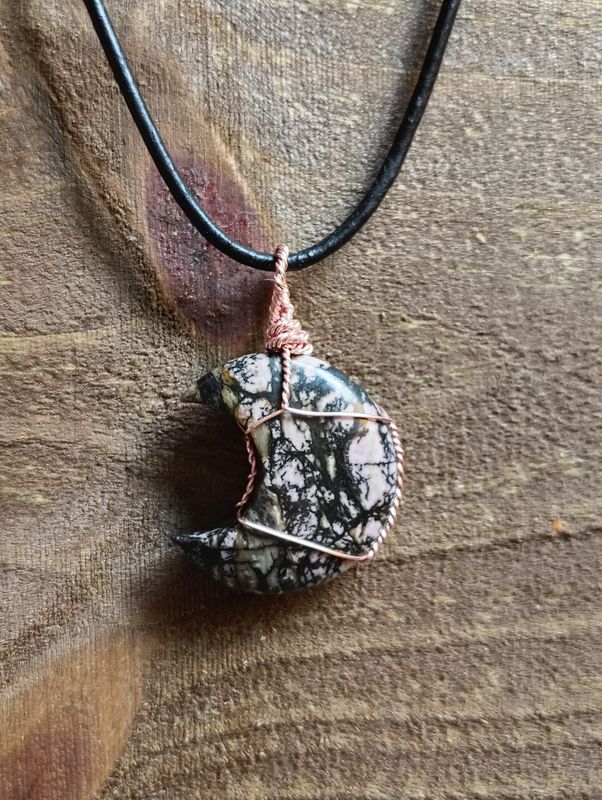 Rhodonite Moon Pendant