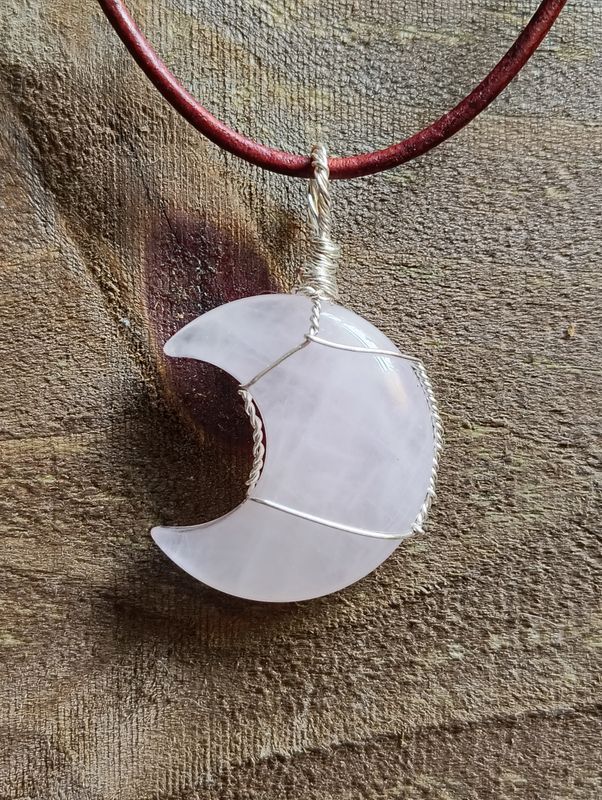 Rose Quartz Moon Pendant