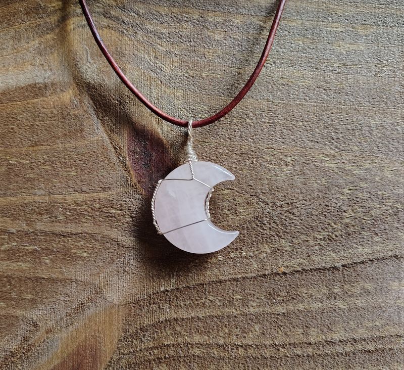Rose Quartz Moon Pendant