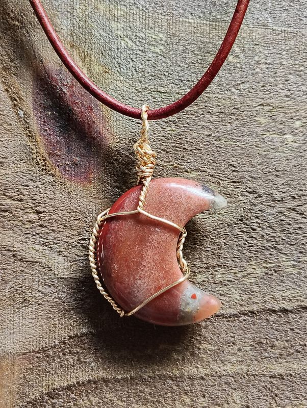 Red Jasper Moon Pendant