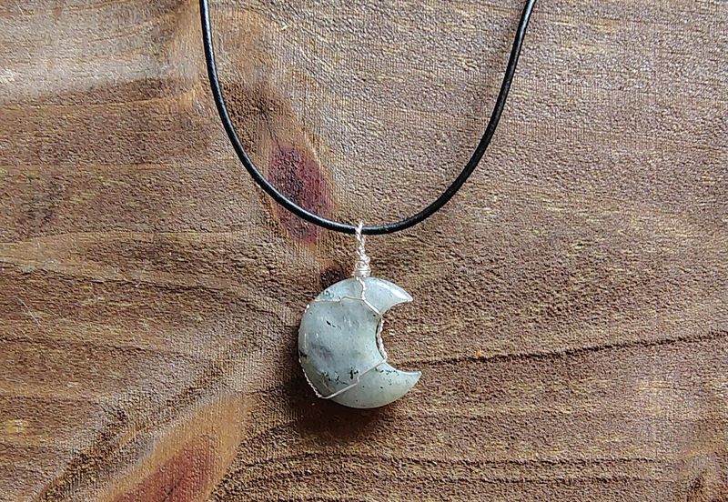 Labradorite Moon Pendant