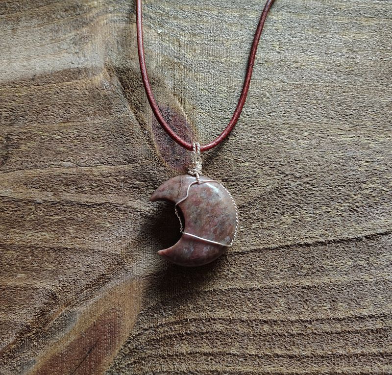 Rhodinite Moon Pendant