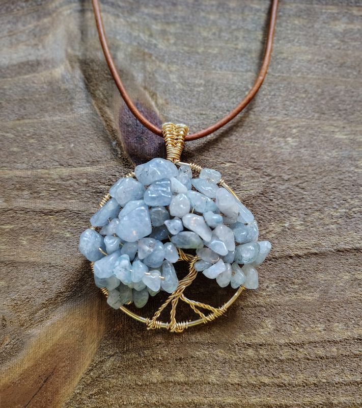 Aquamarine Tree of Life Pendant
