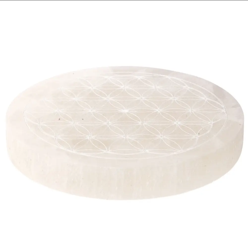 4" Round Flower of Life Charging Plate/Incense Burner
