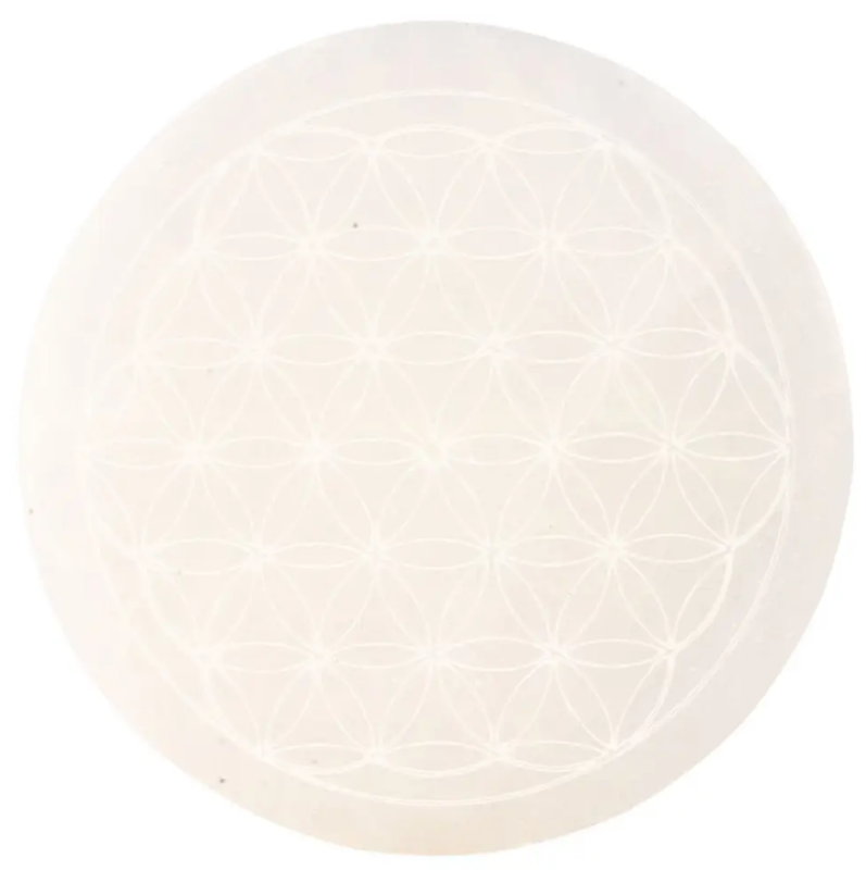 4" Round Flower of Life Charging Plate/Incense Burner
