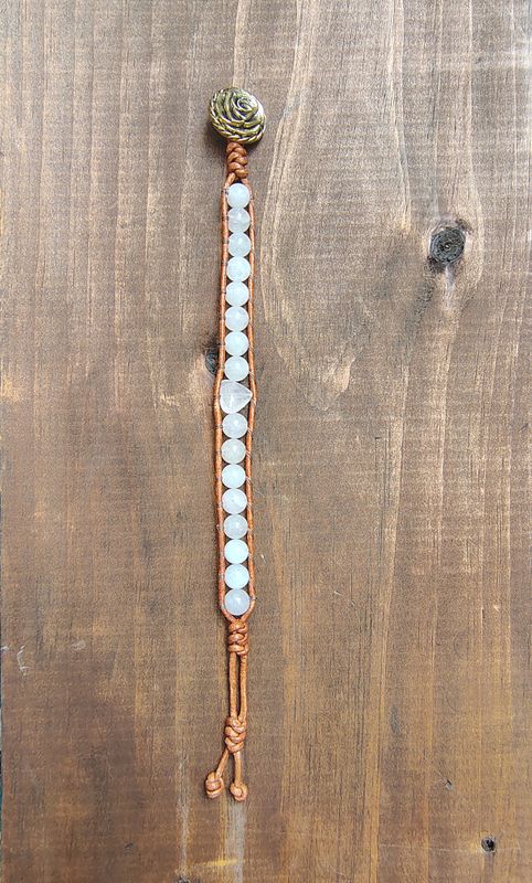 Rose Quartz Leather Wrap Bracelet