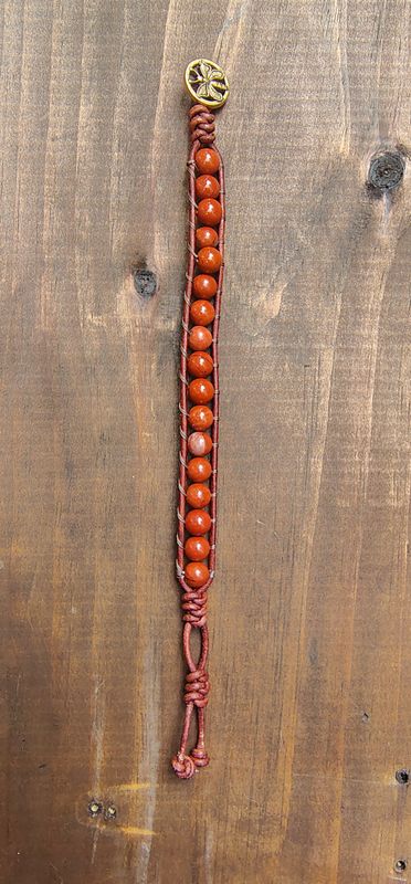 Red Jasper Leather Wrap Bracelet