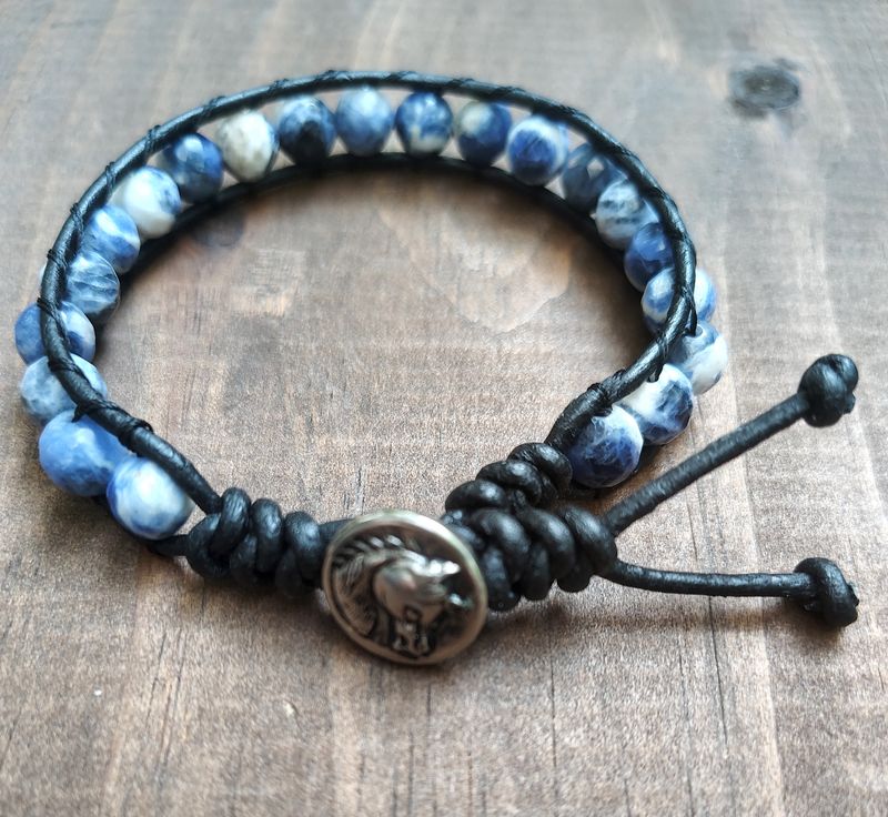 Sodalite Leather Wrap Bracelet