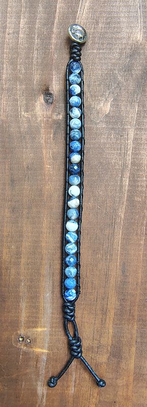 Sodalite Leather Wrap Bracelet
