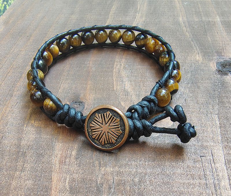 Tiger’s Eye Leather Wrap Bracelet