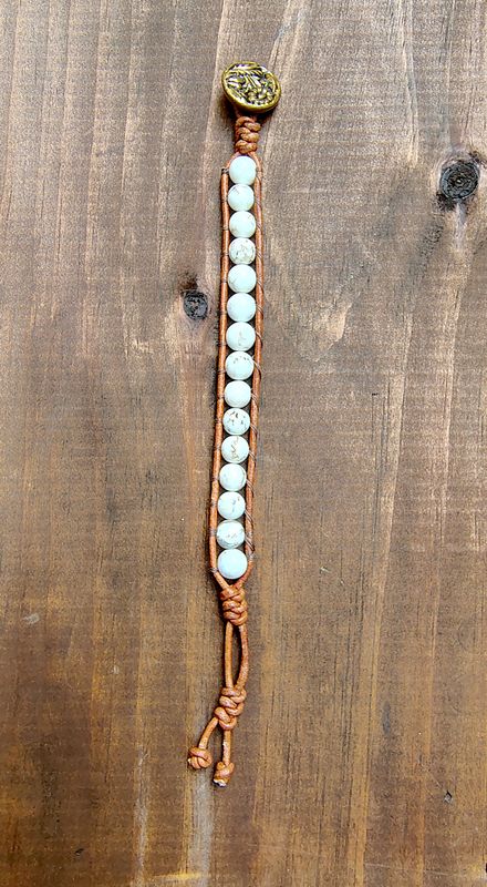 Howlite Leather Wrap Bracelet