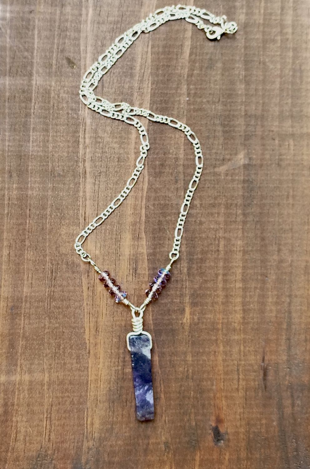 Amethyst & Swarovski Crystal Silver Chain Necklace
