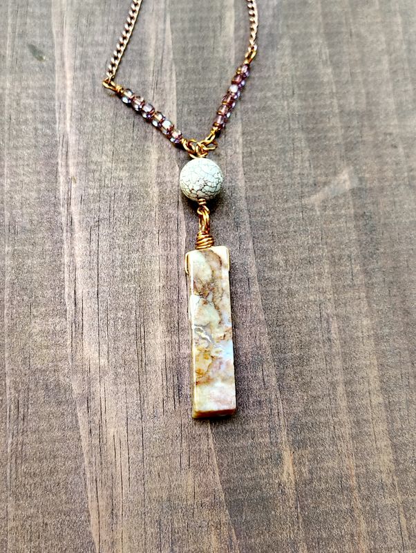 Crazy Lace Agate, Howlite & Swarovski Crystal with Gold Chain