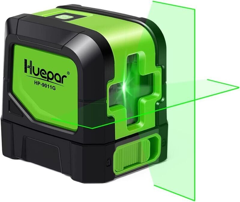 Huepar Cross Line Laser - DIY Self-Leveling Green Beam Horizontal and Vertical Line Laser Level