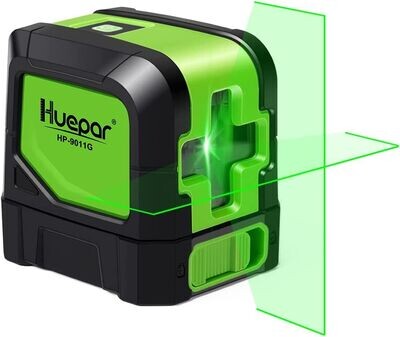Huepar Cross Line Laser - DIY Self-Leveling Green Beam Horizontal and Vertical Line Laser Level