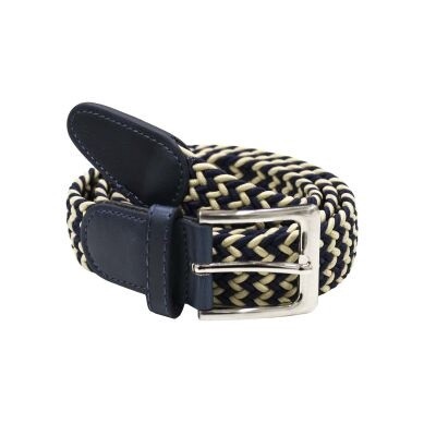 Heritage Braid Belt - Navy/Beige Mix