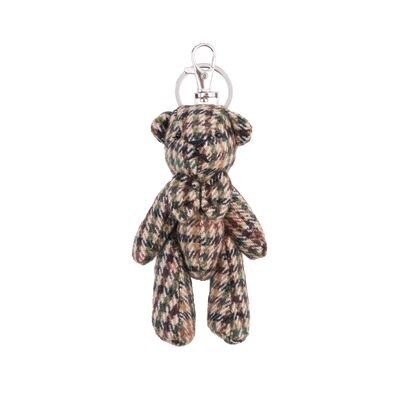 Heritage Tweed Bag Charm Keyring- Camel Houndstooth