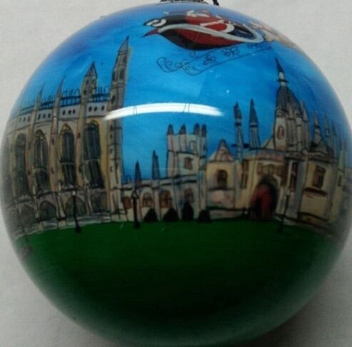 Bauble Santa Flying Kings College