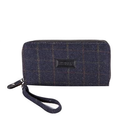 Heritage Long Zip Purse- Blue Check Tweed